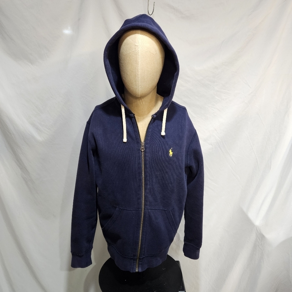 Vintage Ralph Lauren Polo Blue Full Zip Hooded Sweatshirt Medium
